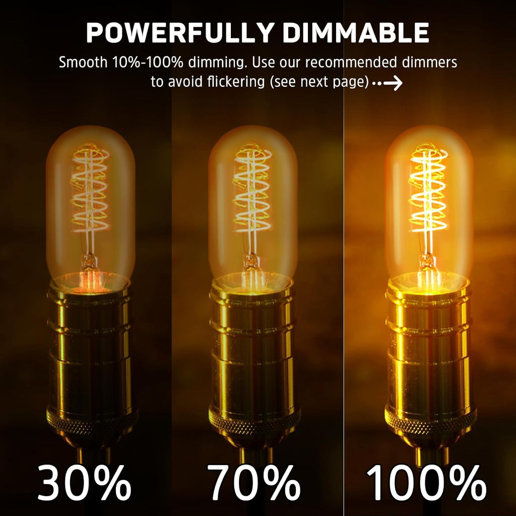 Vintage Edison LED Light Bulb 25 Watt 20 Watt Equivalent E26 Medium Base Dimmable Soft Warm 2200K Amber Antique T45