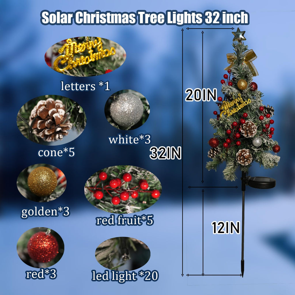2 Pack Solar Christmas Tree Outdoor Christmas Decorations