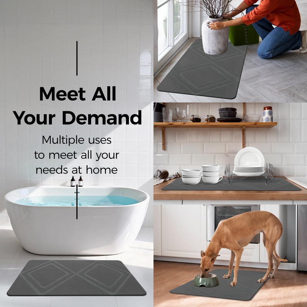 31.5"x19.7" Stone Bath Mat, Large Diatomite Bathmat