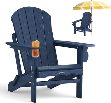 Folding Adirondack Chair, 25 Year Fade Proof Outdoor Patio Chairs | All-Weather Resistant,400 LBS Capacity,Wooden