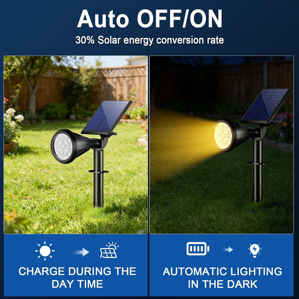 Solar Spot Lights Outdoor, Landscape Yard Flag Spotlights Warm White | Waterproof IP65,10 Pack 4 Lighting Modes Solar