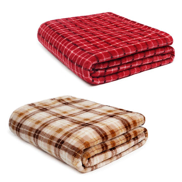 2Pcs Flannel Fleece Plaid Throw Blanket with Checkerboard Grid Pattern for Bed Couch Large Soft Blanket Winter Warm