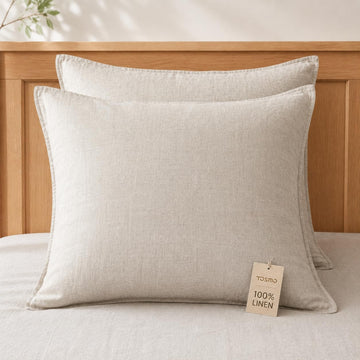 100% Linen Pillow Case, Euro Sham Covers Set of 2