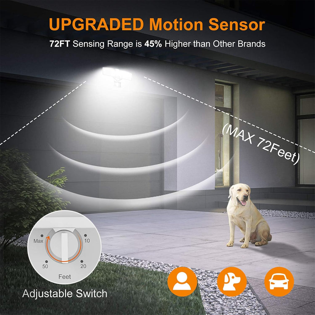 Hardwired LED Security Lights Motion Sensor Outdoor, 40W 4000LM | 5500K Daylight, 72 FT Range & 180° Detection, Easy
