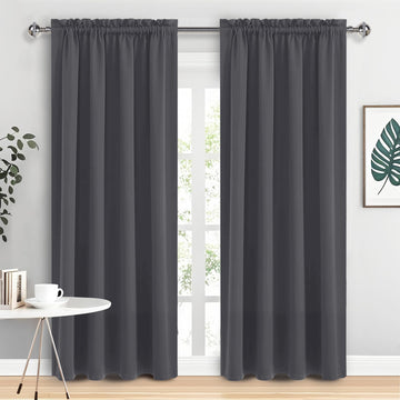Blackout Curtains 52 x 95 Inch Long Dark Grey 2 Panels
