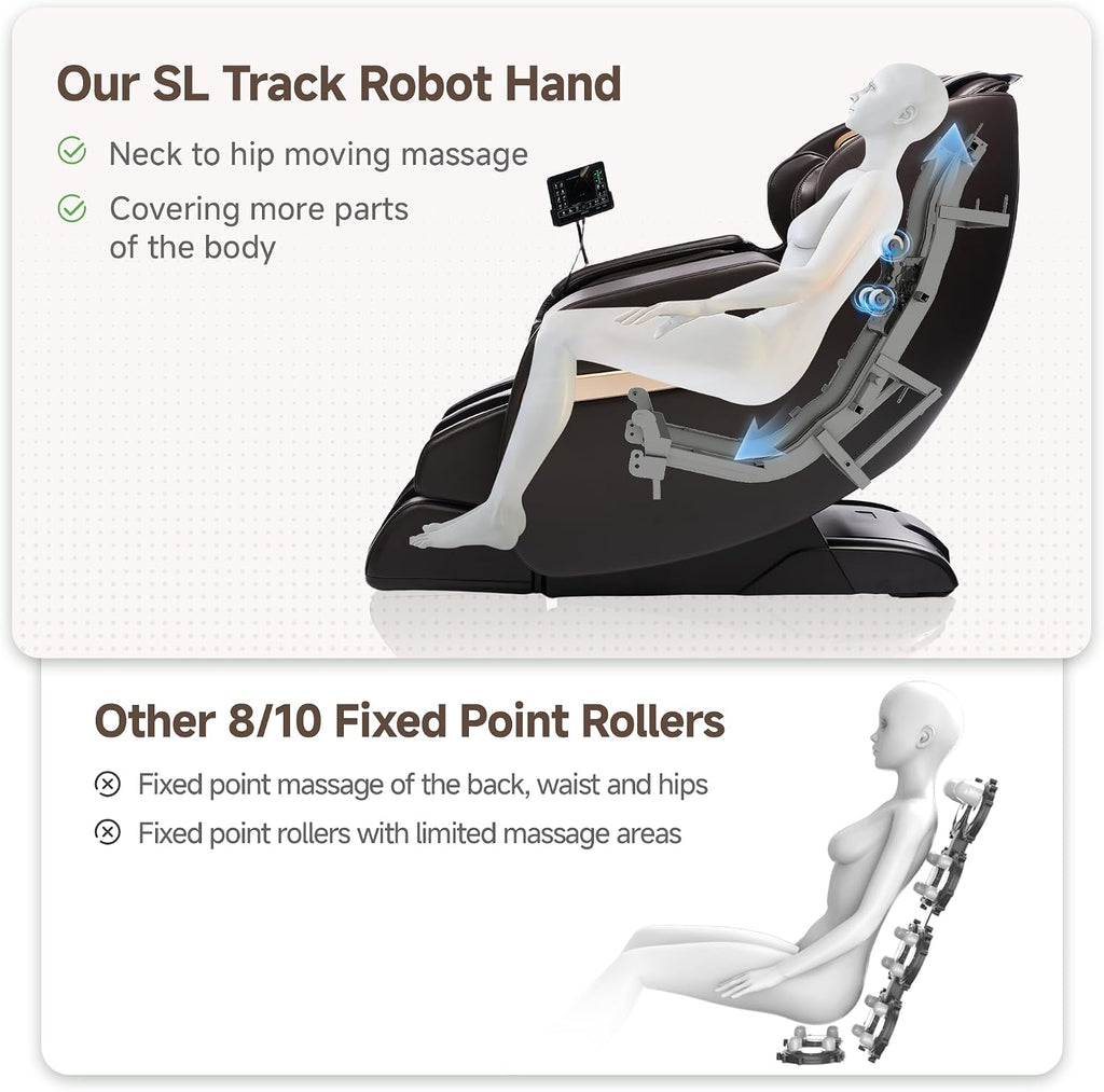 Upgraded 2D SL-Track Massage Chair,Recliner Full Body Zero Gravity with 8 Auto Modes and Upgraded LCD Screen,Added