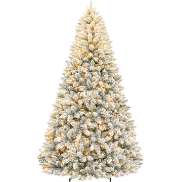 6 ft Prelit Flocked Christmas Tree with Warm White LEDs