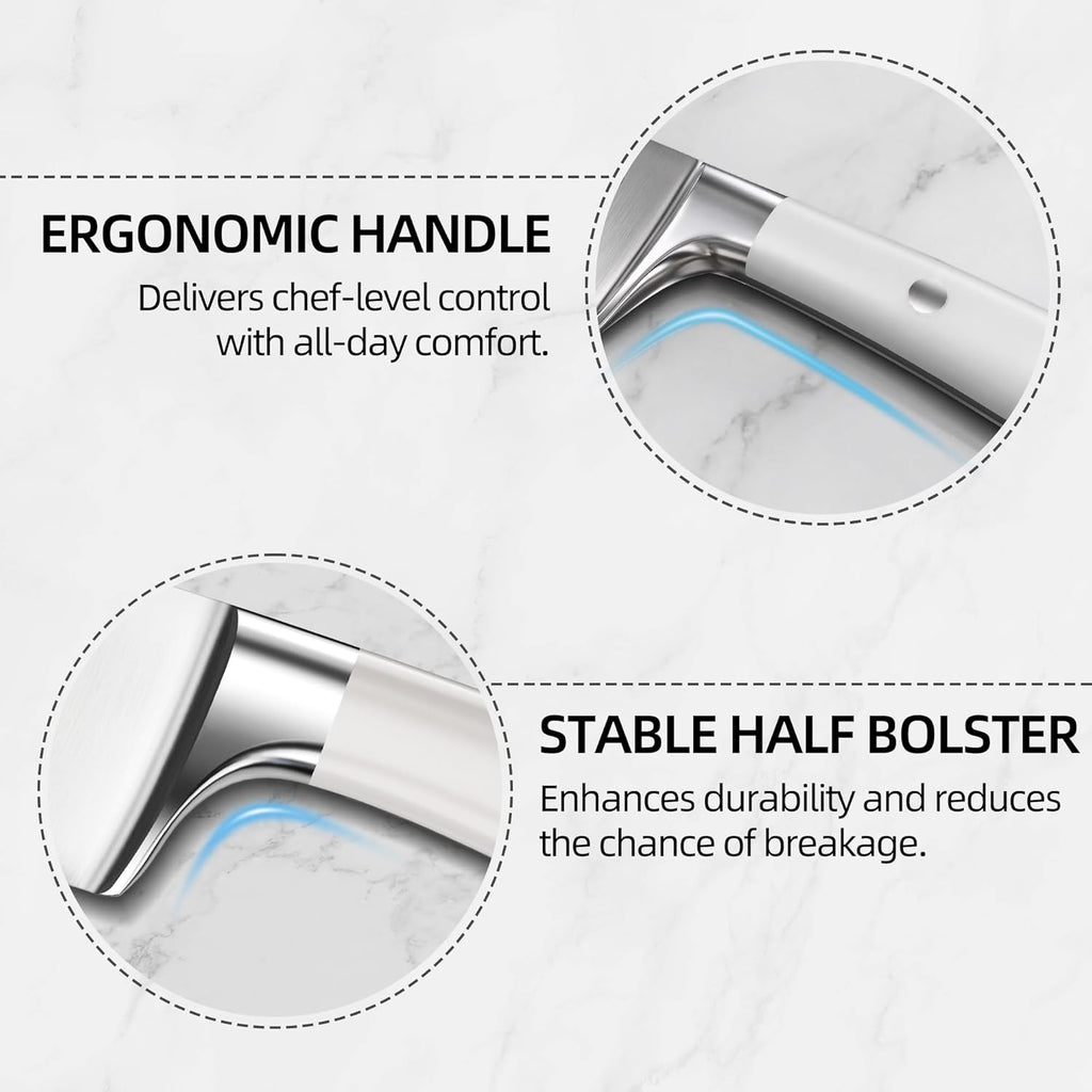 15 Pcs Japanese Knife Set with Sharpener, Premuim, Razor Sharp | Innovative Steel, High Carbon Stainless, Enduring
