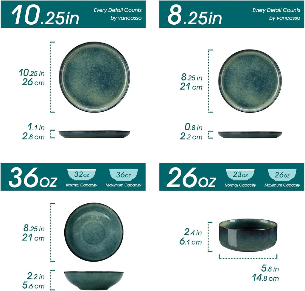 Starry Plates and Bowls Sets for 6, 24 Pieces Dinnerware Sets