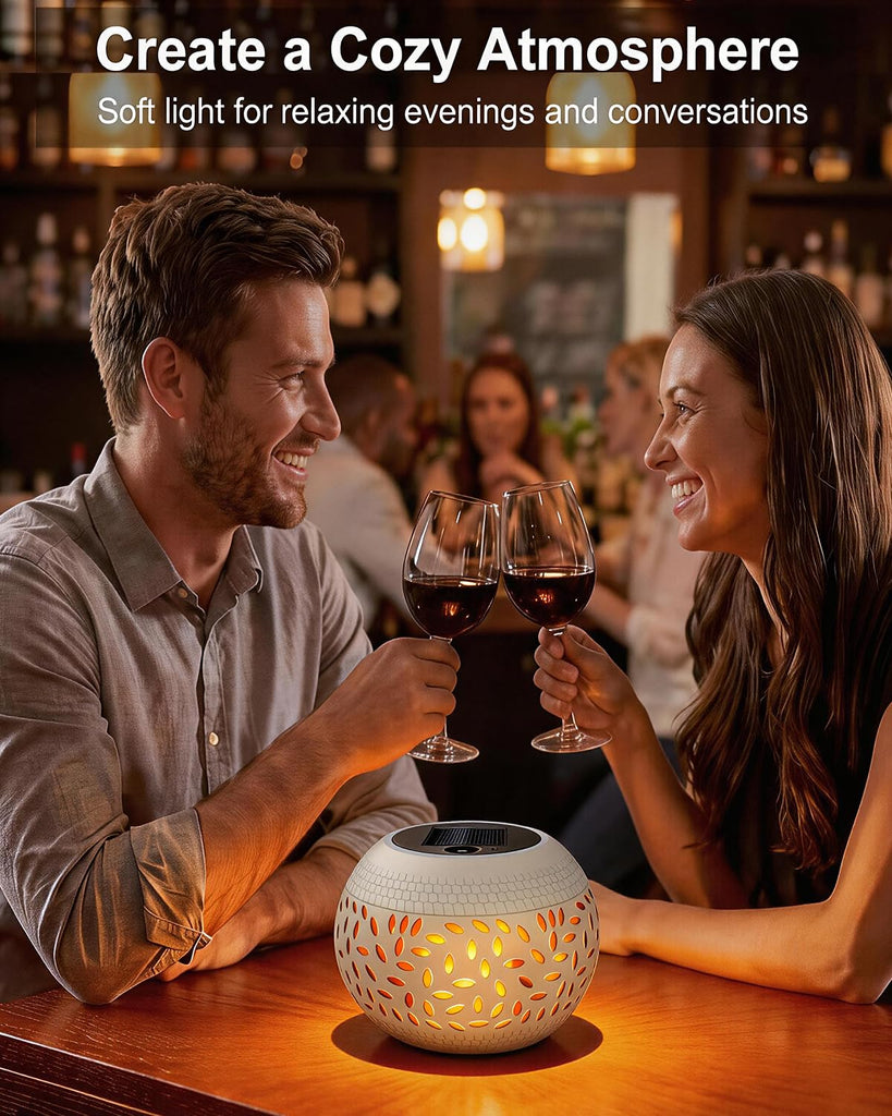 Lanterns Outdoor Waterproof, Flickering Flame Solar Table Lantern
