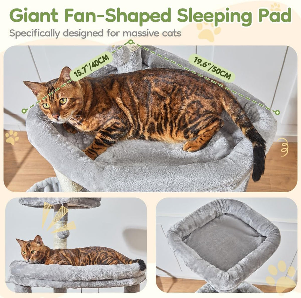 72 Inches Cat Tree for Large Cats, Multi-Level Tall Cat Tower, Widened Cat Condo with Large Scratch Board