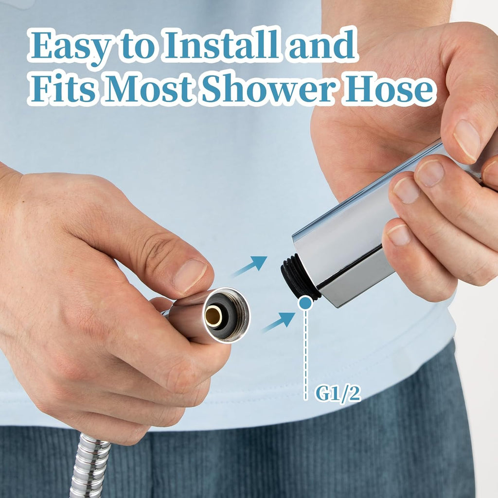 Handheld Shower Head, 6-Mode High Pressure Handheld Sprayer High Flow Large Powerful Boosting Handheld Showerhead for Low Water Pressure, Chrome Finish