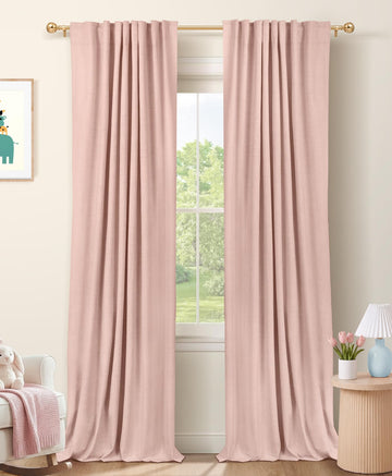 Blush Pink Total Blackout Curtains 84 Inch Long