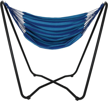 Hanging Hammock Chair with Stand, Beach Oasis | Space-Saving, Indoor or Outdoor Use, 330-Pound Capacity
