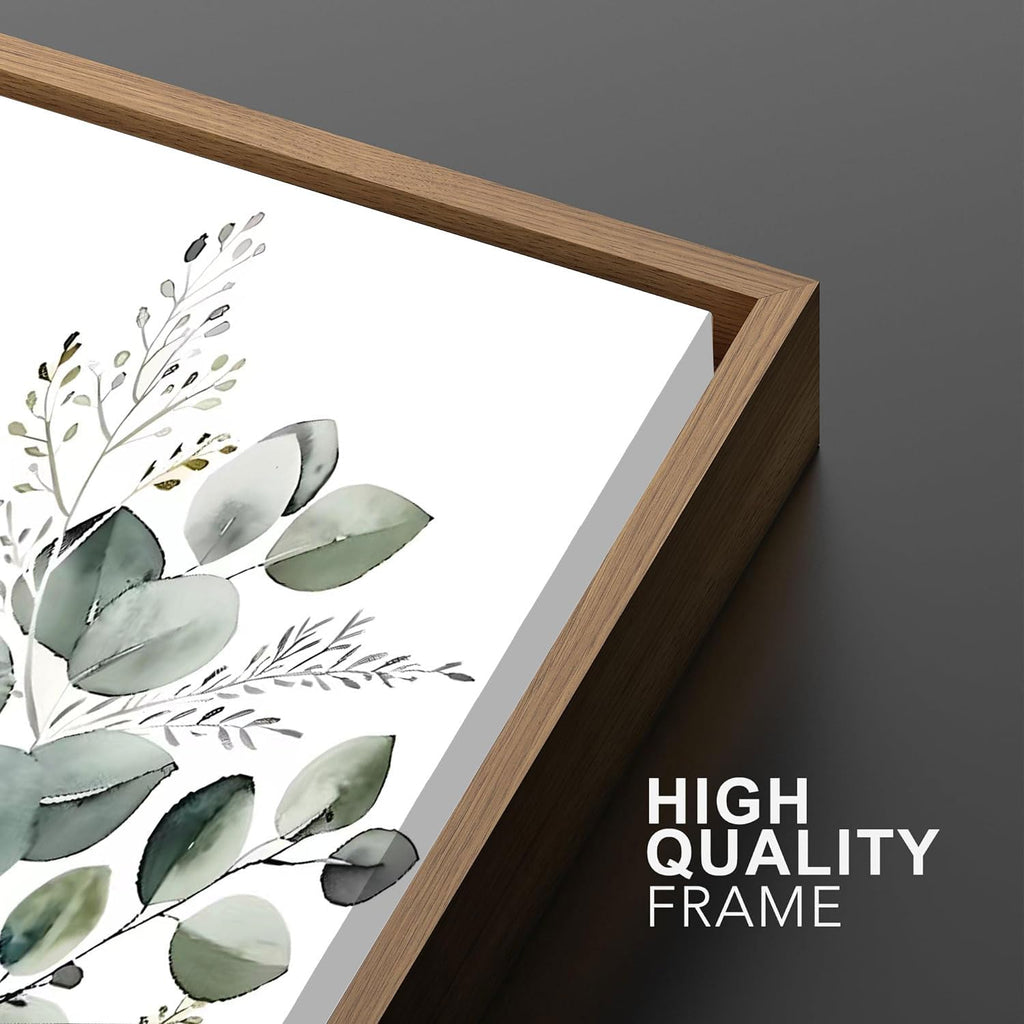 Botanical Wall Art Plant Floral Watercolor Poster Canvas Prints Set of 3 Framed Sage Green Painting Eucalyptus Leaf