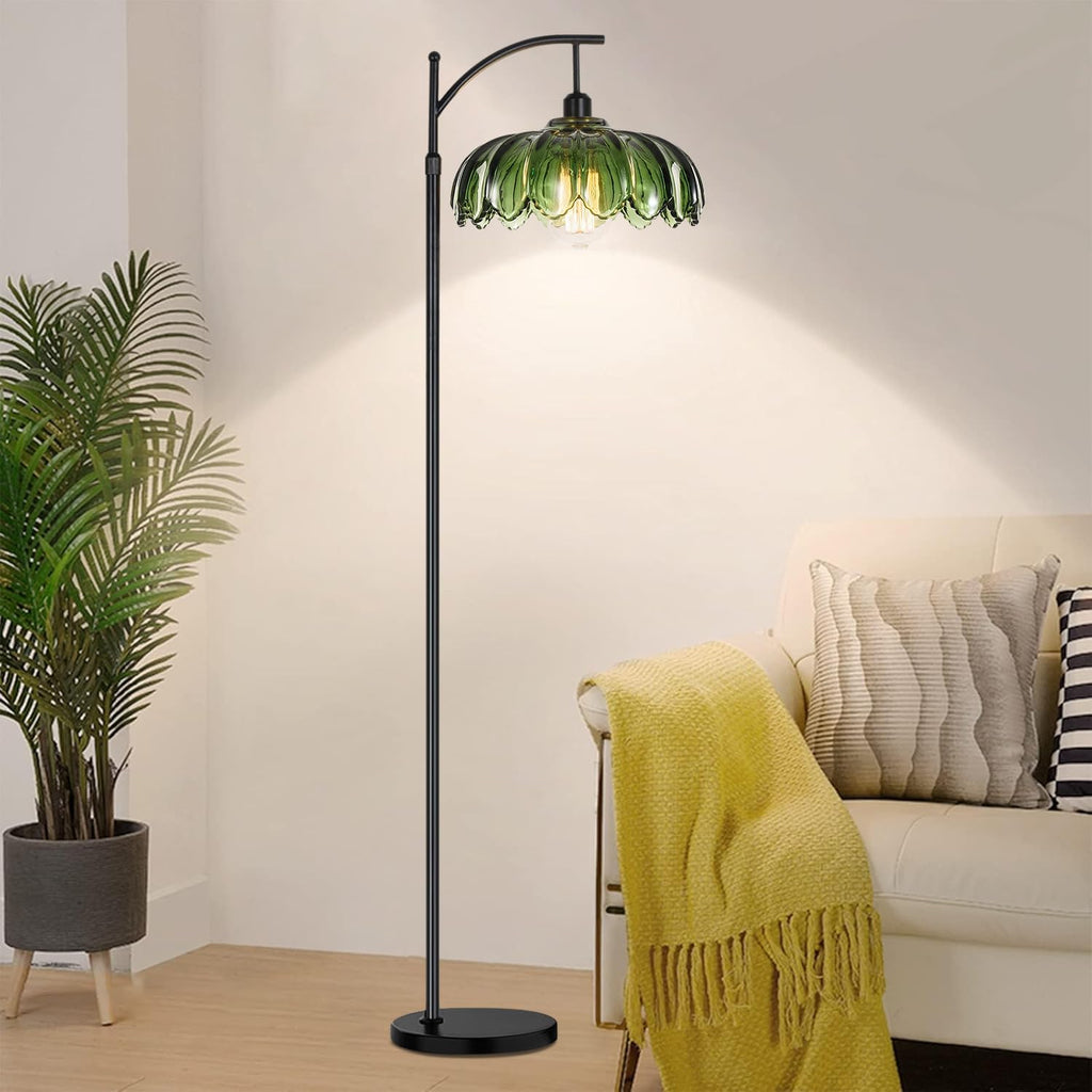 Glass Floor Lamp,Gold Dimmable Standing Lamp with Remote
