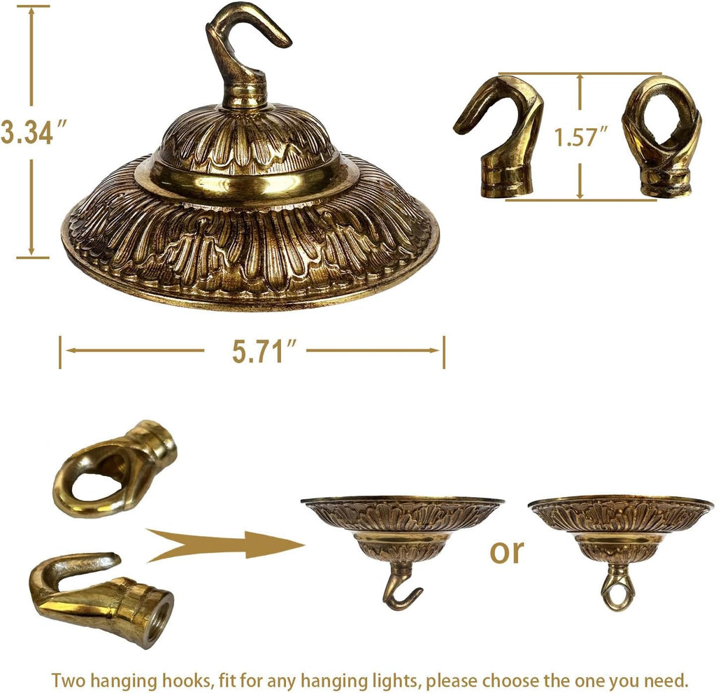 5.71" All Copper Chandelier Canopy Kit with Lamp Parts Hardware and Hooks, Light Fiture Cover as Ceiling Medallion