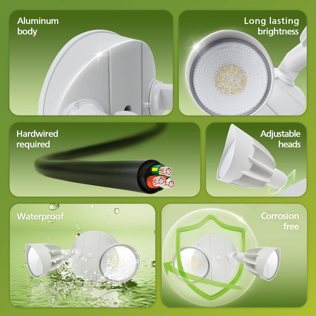 44W 4200/3500 lm LED Security Light Outdoor Motion Sensor/Switch Control, 5000K Daylight Flood Light, Waterproof, 2