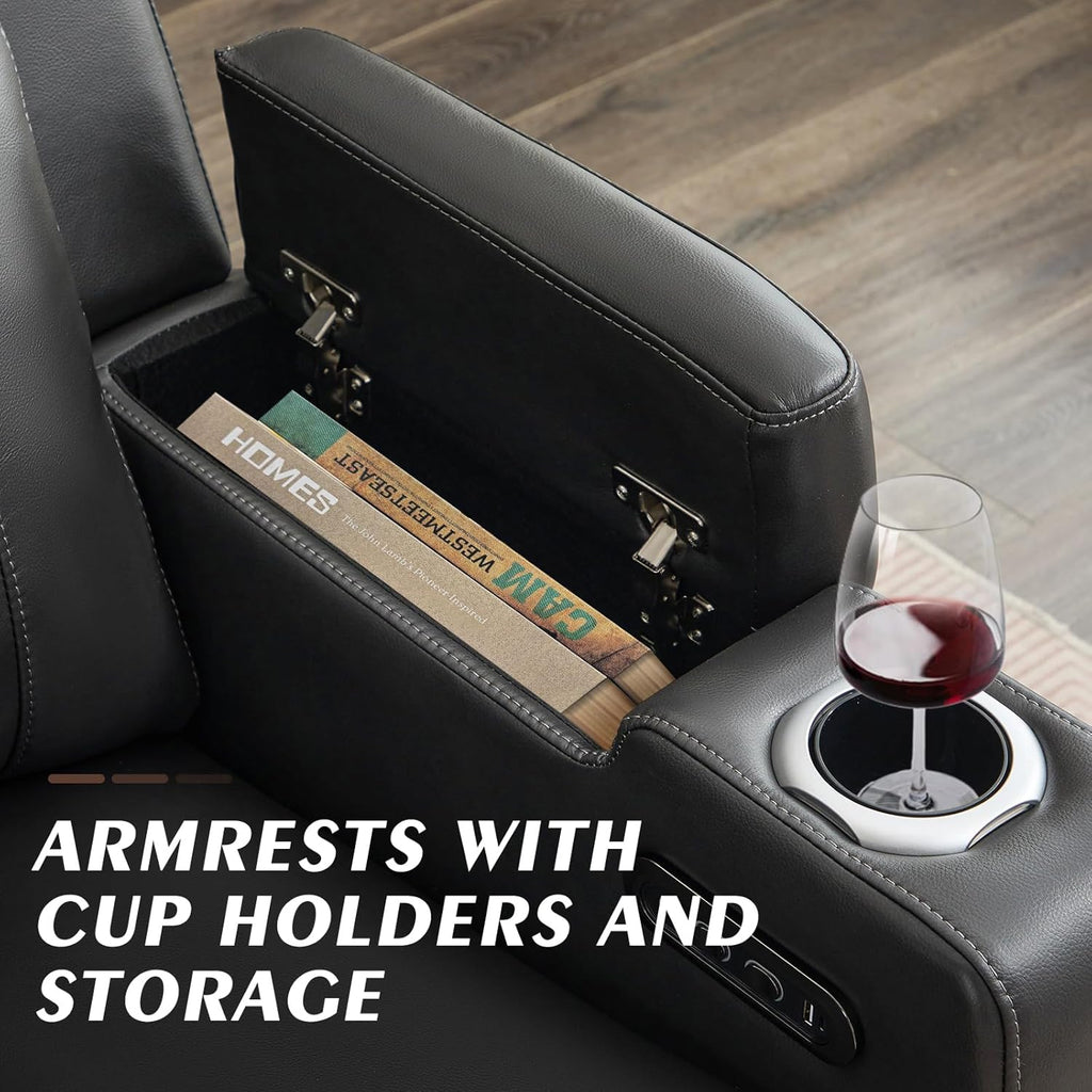 Power Reclining Sofa with Adjustable Headrest