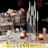 Tessco 4 Pcs 10 Arm 46.5 Acrylic Candelabra Table Centerpiece Floor Candelabras Clear Candle Holder with Removable