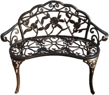 Garden Bench, Metal Aluminum Rose, Suitable for Garden Porch Park Front Porch Balcony Outdoor (Bronzed)