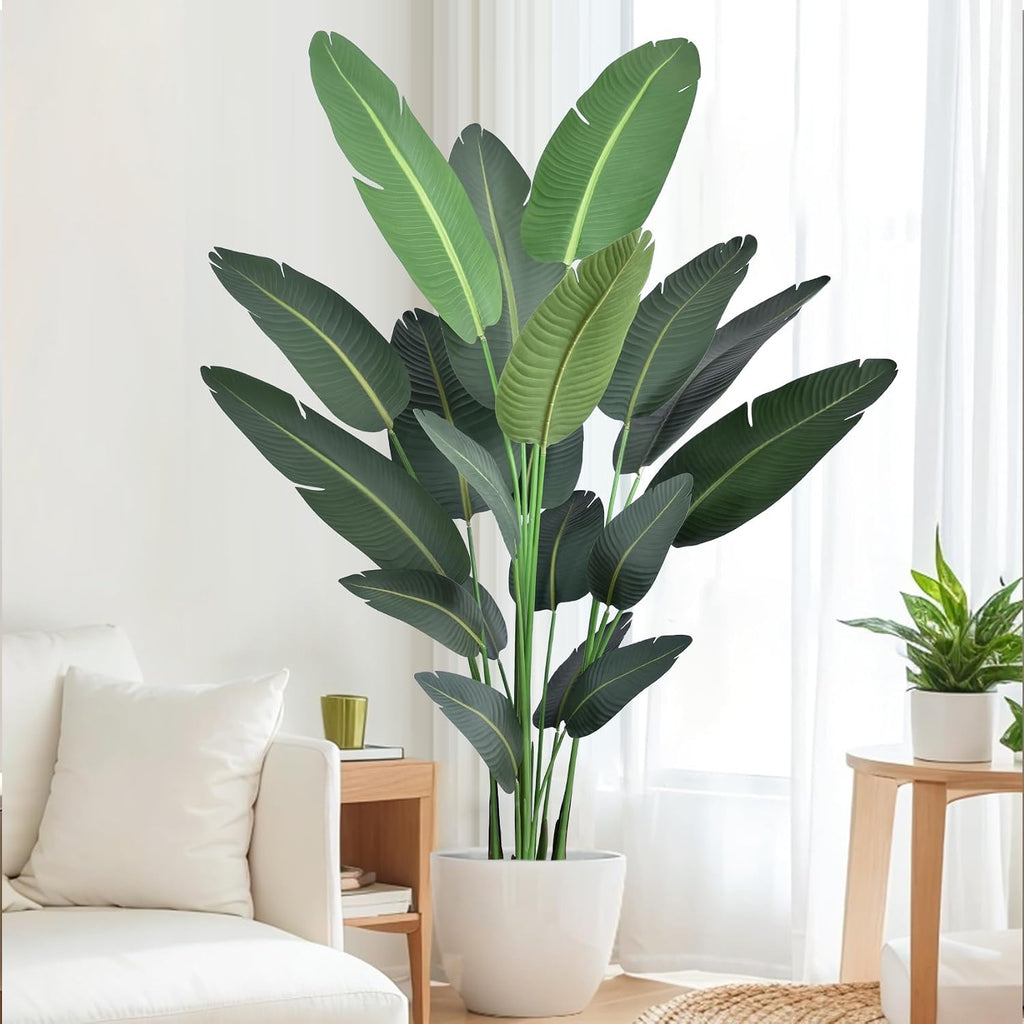 7ft Artificial Bird of Paradise Trees (84in) Tall Large Faux Tree with 19 Realistic Trunks, Fake Tropical Floor
