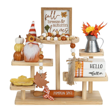 Fall Decorations Indoor, Tabletop 8PCS Fall Tiered Tray Decor Set