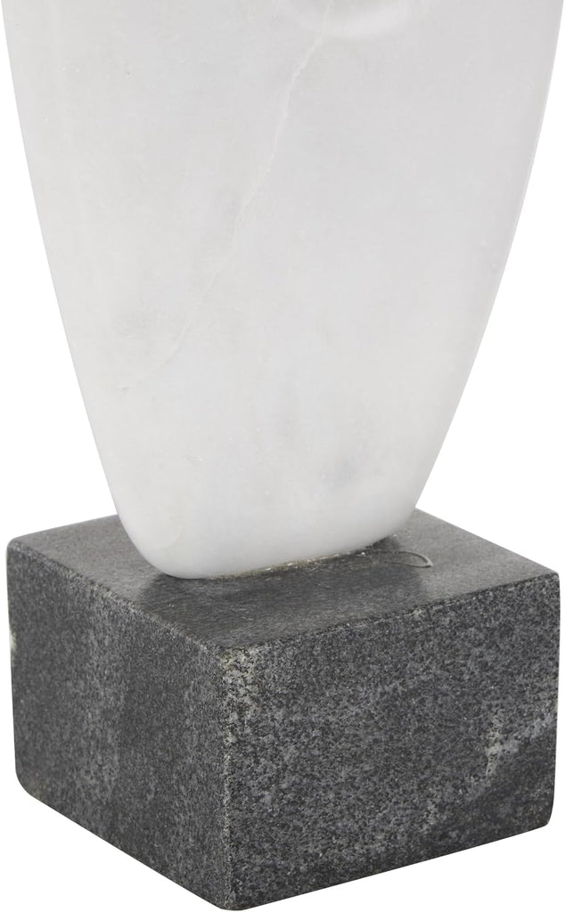 79 Marble Abstract Decorative Sculpture Angled Cutout Home Decor Statue with Black Block Base, Accent Figurine 5" x