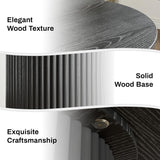 Round Dining Table, 34.3" Modern Wood Kitchen Table for 2 to 4, Pedestal Circle Dining Tables, Fluted Dining Table
