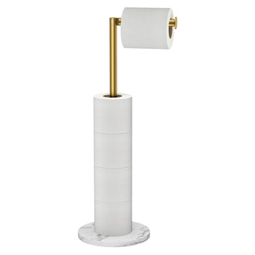 Toilet Paper Holder Stand with Natural Marble Base, Brushed Gold