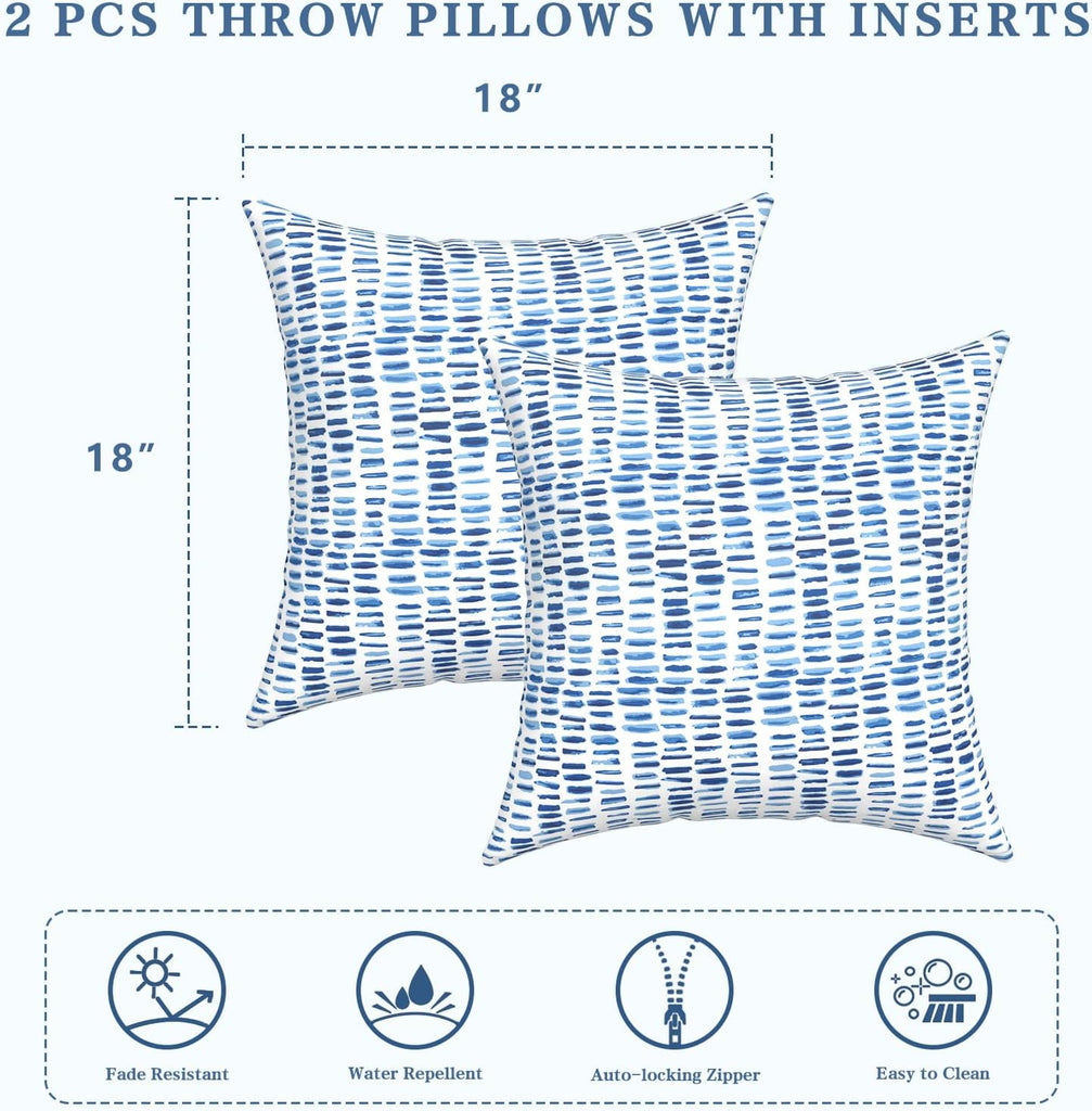 Outdoor/Indoor Throw Pillows, Decorative Throw Pillows with Inserts, 18"x18" Square Pillows, Pebble Blue)
