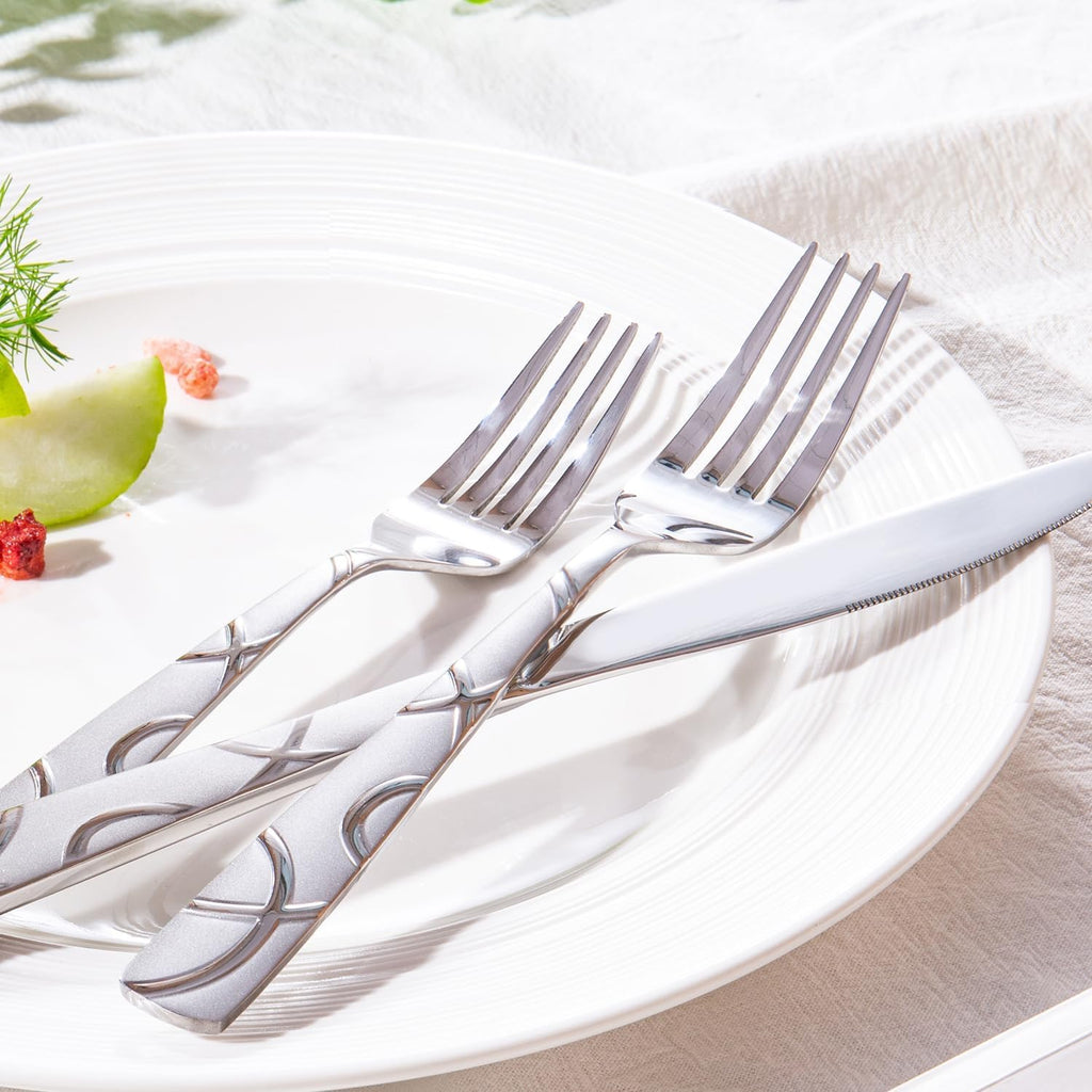 40 Pieces Stainless Steel Silverware Set, Modern Flatware Set for Kitchen, Mirror Polished Cutlery Set with Forks
