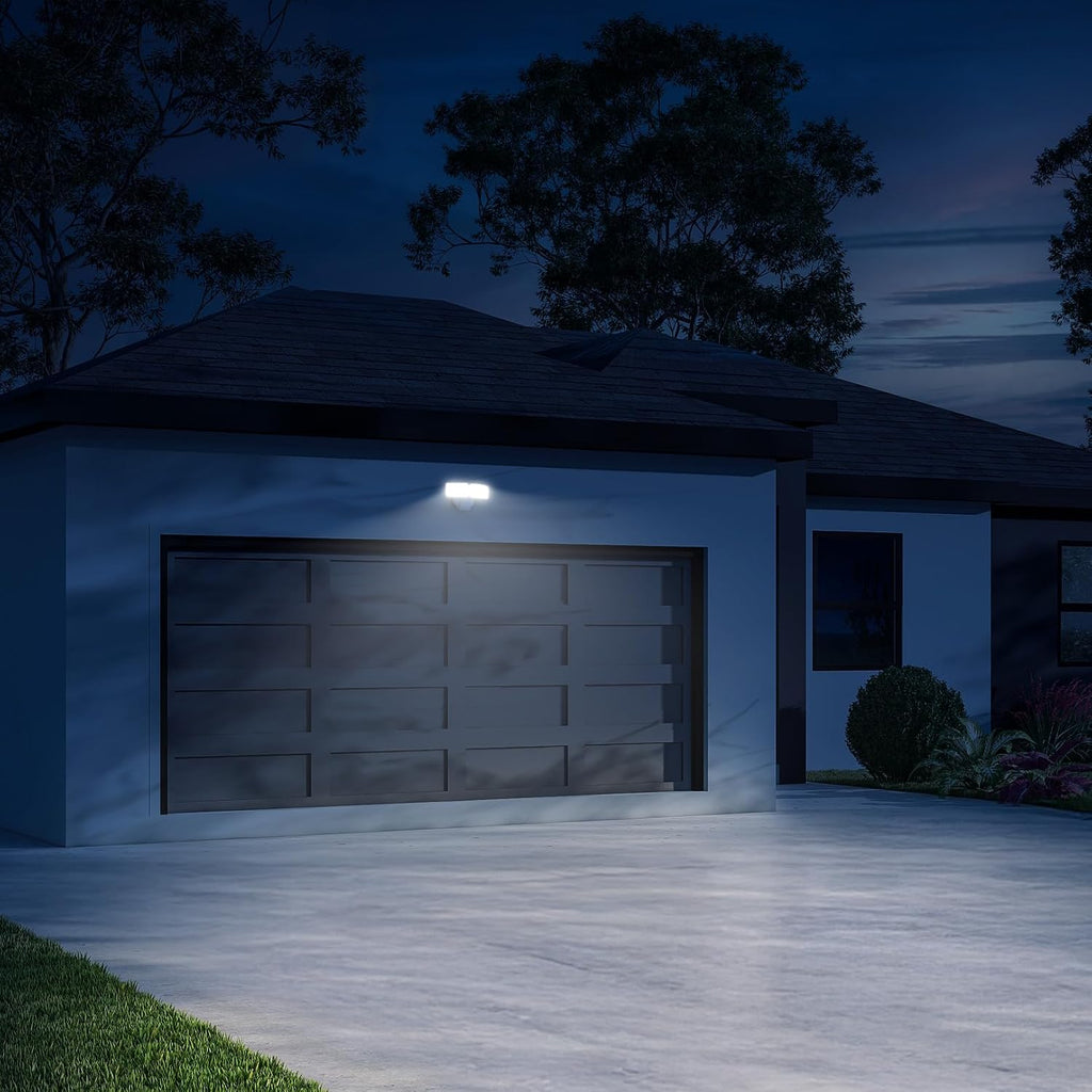 Electric LED Motion Sensor Flood Light, 2000 Lumens Dual-Head Security Light, 5CCT (2700K-6500K), Dusk to Dawn