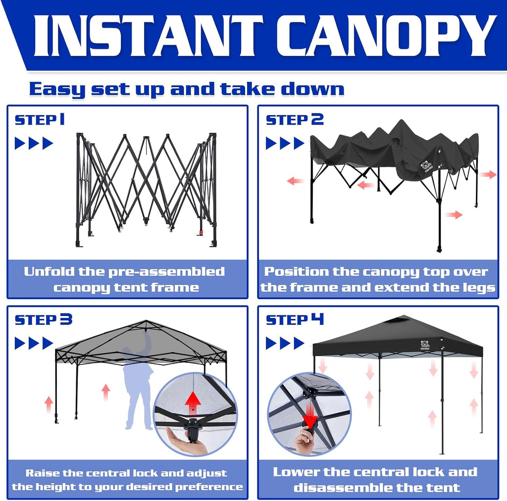 10x10 Pop Up Canopy Tent,300D Silver-Coating Top,1-Person Setup Commercial Heavy Duty Canopy Tent Instant Portable
