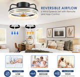 Ceiling Fans with Lights - 13" Bladeless Flush Mount Ceiling Fans with Remote and Led Light, 3CCT 6 Speeds 2 Timer, Black Low Profile Ceiling Fan Light for Modern Indoor Bedroom A101-B0DBZJSVP4