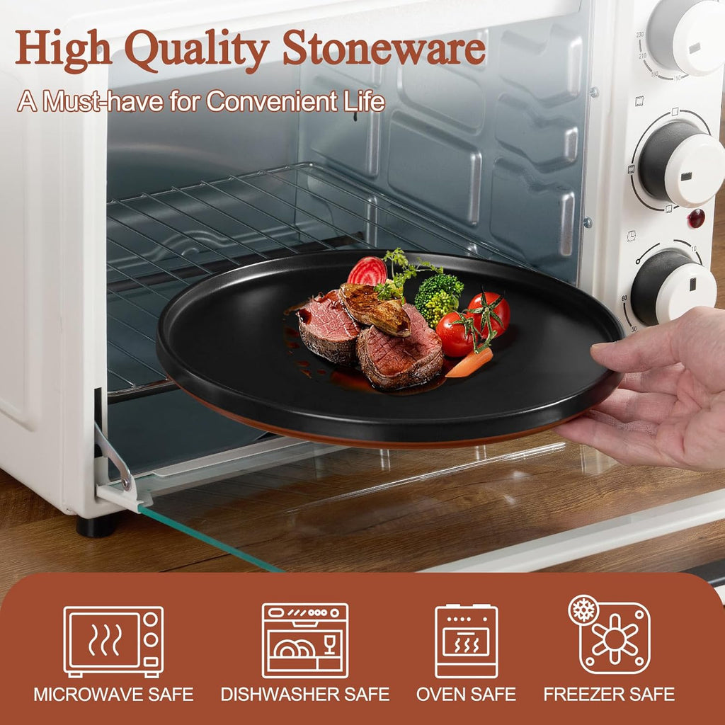 12 Pieces Porcelain Dinnerware Sets, Premium Plates and Bowls Set, High-Fired Ceramic Dishes Set for 4