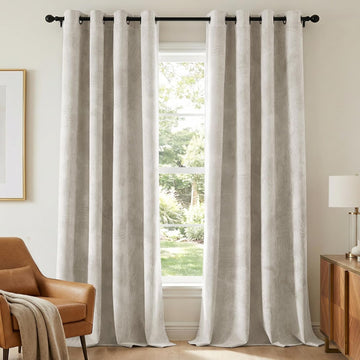 Velvet 100% Blackout Curtains for Living Room Full Light Blocking Curtains Thermal Insulated Room Window Drapes Soft
