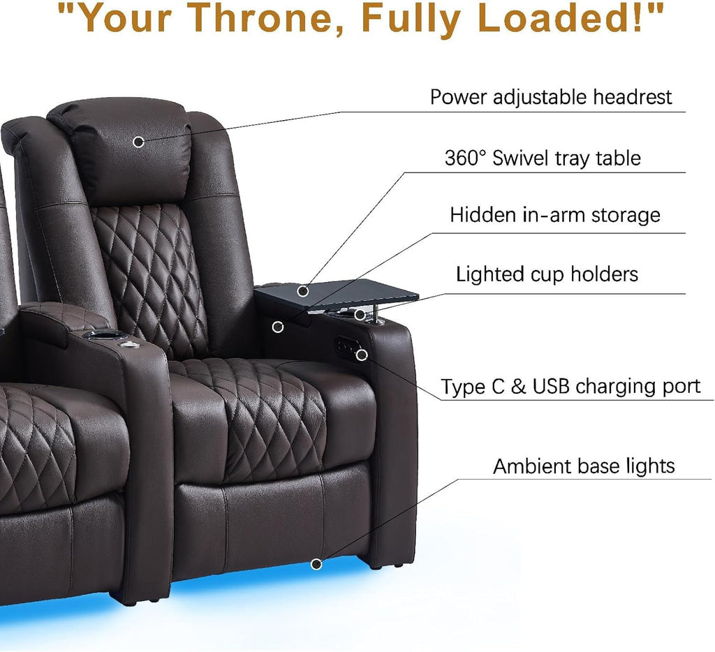 Home Theater Seating seats Classic Series Top Grain Nappa Leather Recliner Chair Dual Power Movie Theater Chairs