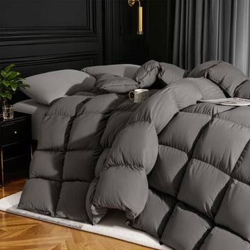 75% Canadian Goose Down Comforter Queen, Ultra Soft 100% Cotton Fabric, 850 Fill Power All Season Du