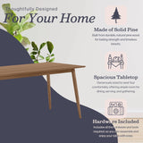 Calais Dining - Mid Century Modern 59-Inch Rectangular Dining Table for 4 - Solid Wood Kitchen and Dining Room Table