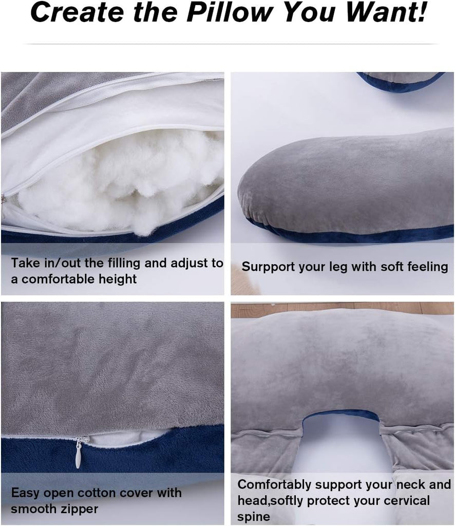 60in Full Body Pillow | Nursing, Maternity and Pregnancy Pillow | Extra Large U Shaped Sleeping Pillow with Removable