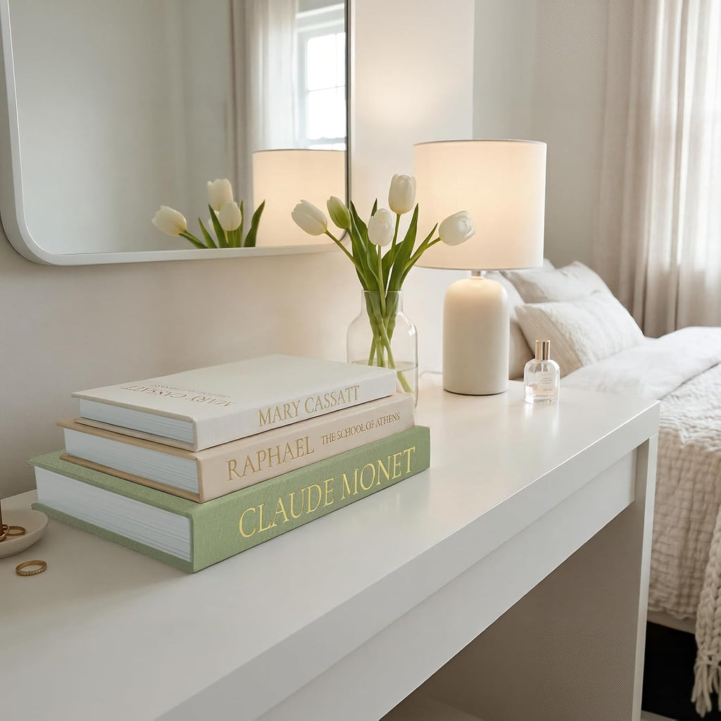 Sage Green Faux Book Box Set of 3 - Linen Decorative Books for Shelves, Fake Books for Decoration with Secret