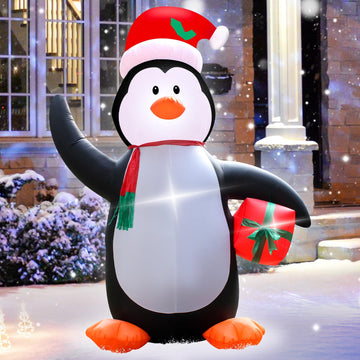 4FT Christmas Inflatables Blow up Christmas Hat Penguin Decoration