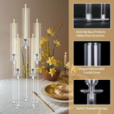 4 Sets 5 Arms Acrylic Candelabra Centerpieces for Tables,Clear Candle Holder,Ceremony Dinner Party, 27" Tall