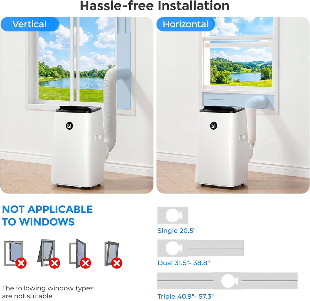 14000 BTU Portable Air Conditioner for Large Room up to 700 Sq. Ft, 3-in-1 Self