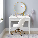 Computer Desk Study, Modern Simple 40 Inches Desk with Drawers, Makeup Vanity Console Table, White