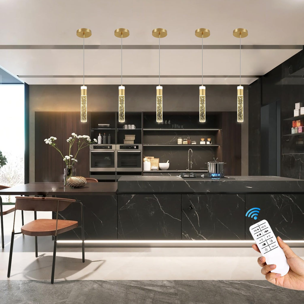 Gold Pendant Light Crystal Pendant Light Fixtures for Kitchen Island Lighting 3000k-6000k LED Modern Adjustable
