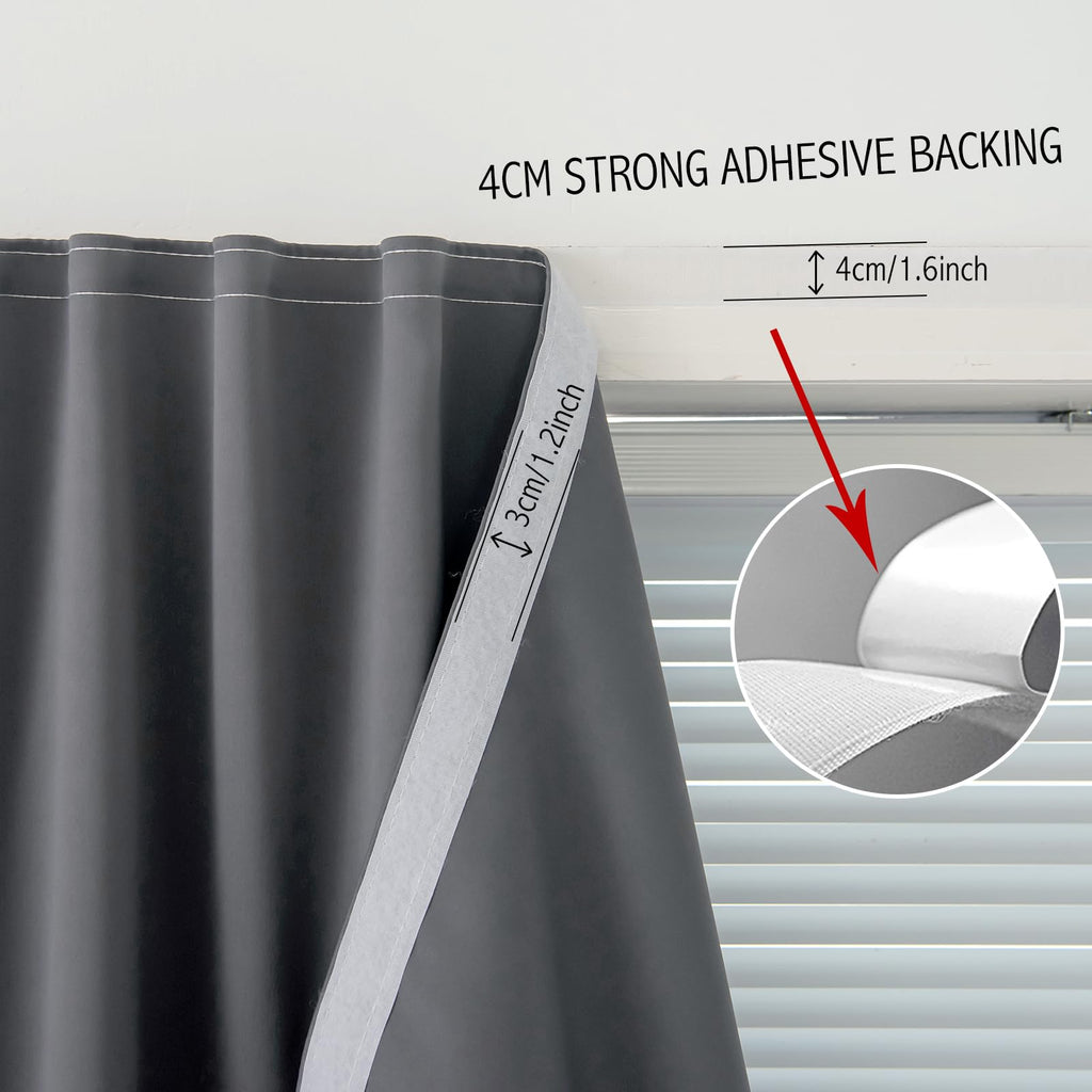 Magic Tape Stick On Curtains Window Shades Pull Down Blackout Window Cover Blackout Curtains No Drillng Self Adhesive