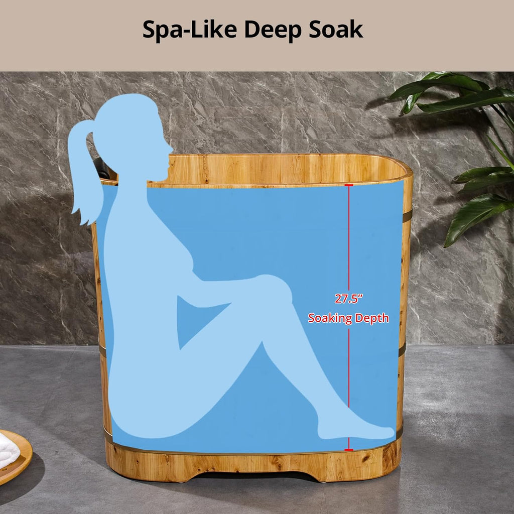 With Lid Japanese Soaking Tub Handcrafted Cedar Freestanding Wooden Bathtub Deep Soaking Tub Small Bathroom Tub Space