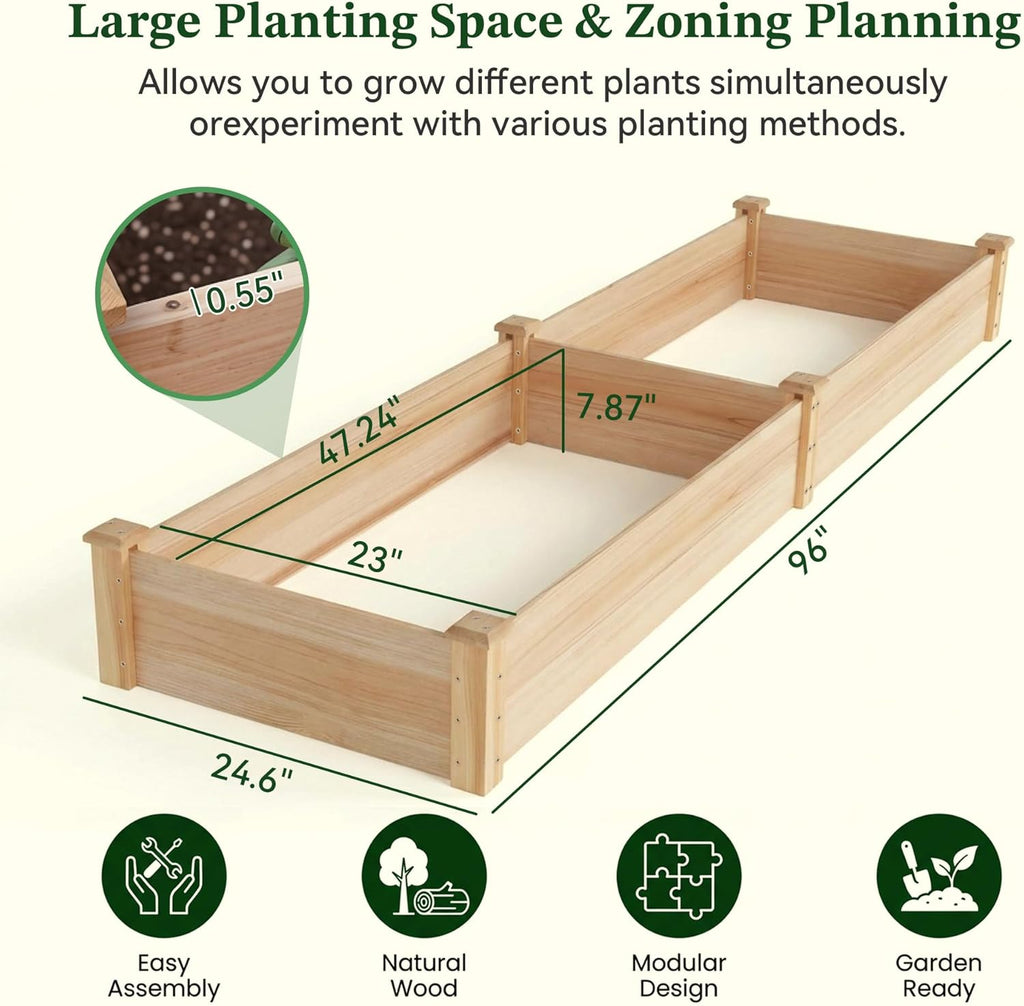 Raised Garden Bed Wooden Planter Box for Vegetables/Flowers, Wood